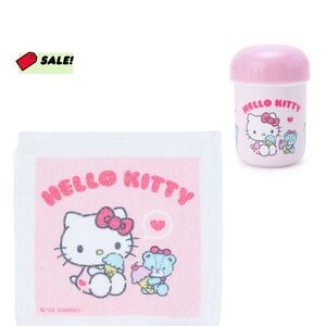 Sanrio Hello Kitty Pink Wash Towel and Container Set